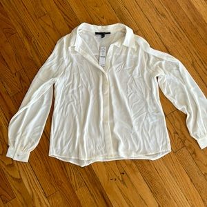 White House Black Market cream button-down blouse in size M